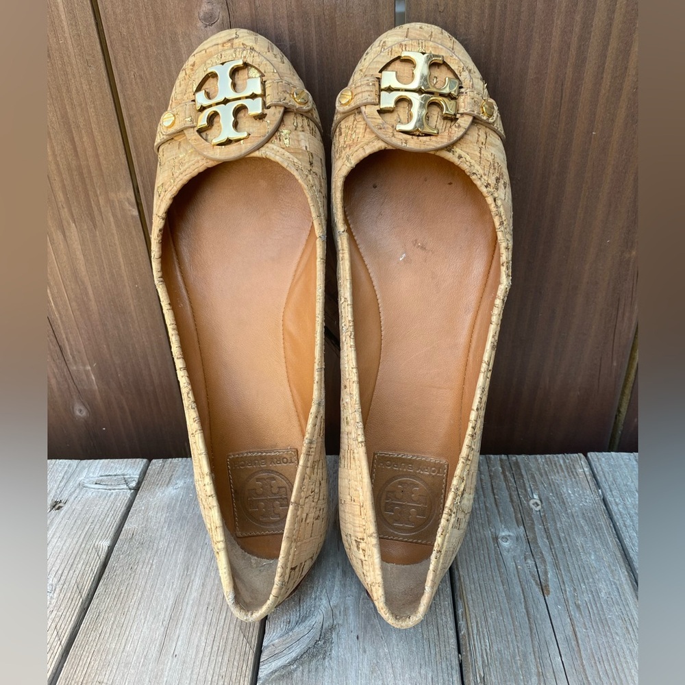 Tory Burch Cork Reva Slip Ons Ballerina Flats Womens 8 M - Picture 1 of 13